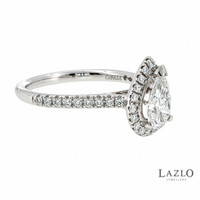 Platinum 0.80ct D VS1 Pear Laboratory Diamond & 0.27ct Natural Diamond Halo Ring 2