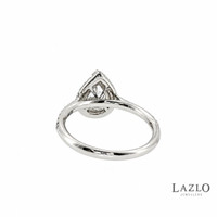 Platinum 0.80ct D VS1 Pear Laboratory Diamond & 0.27ct Natural Diamond Halo Ring 3