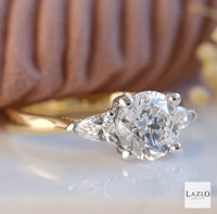 18kt Yellow Gold D VVS2 1.66ct Round Brilliant Laboratory Solitaire & Two Natural 0.28ct Pear Diamond Ring 5