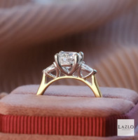 18kt Yellow Gold D VVS2 1.66ct Round Brilliant Laboratory Solitaire & Two Natural 0.28ct Pear Diamond Ring 7