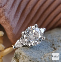18kt Yellow Gold D VVS2 1.66ct Round Brilliant Laboratory Solitaire & Two Natural 0.28ct Pear Diamond Ring 4