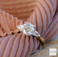 18kt Yellow Gold D VVS2 1.66ct Round Brilliant Laboratory Solitaire & Two Natural 0.28ct Pear Diamond Ring 6
