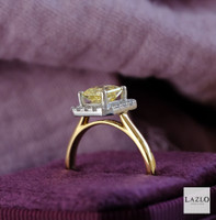 18kt Yellow Gold & Platinum 1.02ct Intense Yellow Laboratory Princess Cut 0.24ct Diamond Ring 5