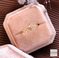 18kt Rose Gold Antique Style Leaf 0.80ct Morganite Solitaire & Diamond Set Ring 6