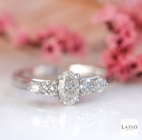 18kt White Gold Graduated SI G 0.34ct Five Stone 0.50ct Oval Centre Ring 4