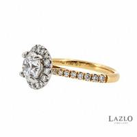 18kt Yellow Gold 1.37ct D VS1 Round Brilliant Laboratory Diamond & Natural 0.47ct Diamond Shoulder Ring 2