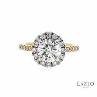18kt Yellow Gold 1.37ct D VS1 Round Brilliant Laboratory Diamond & Natural 0.47ct Diamond Shoulder Ring 1