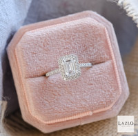 Platinum 1.12ct D VS1 Emerald Cut Laboratory Diamond & 0.27ct Natural Diamond Halo Ring 3