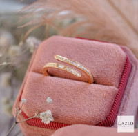 18kt Rose Gold Grain Set Crossover 0.20ct Baguette Diamond Ring 6