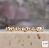 18kt Rose Gold Marquis & Round Shape 0.17ct Diamond Band 1
