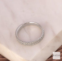 18kt White Gold Double Row 0.38ct Micro Pave Set Diamond Band 7