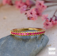 18kt Yellow Gold 0.22ct Twenty Stone Ruby Band