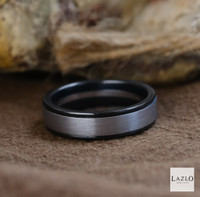 Zedd Duo 6mm Zironium & Platinum Wedding Ring Satin Finished 4