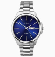 Sekonda Gents Stainless Steel White Dial Full Figure Day Date Expanding Bracelet Watch