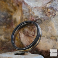 Gents Surfing Colors Zirconium 14kt Yellow gold & Titanium 5mm Wedding Band 3