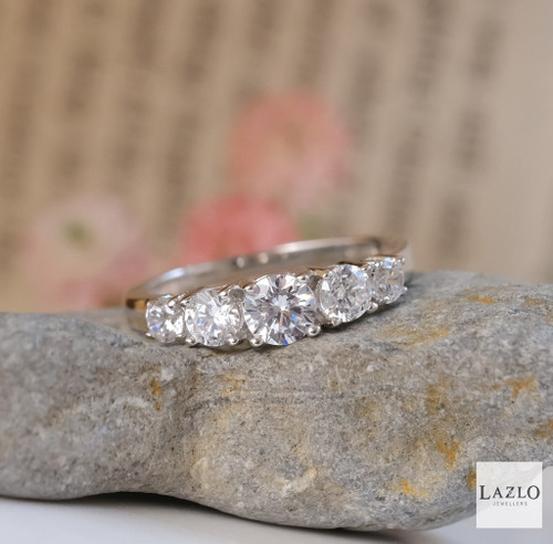 Sterling Silver CZ Graduated Five Stone Dress Ring 1 Sterling Silver CZ Graduated Five Stone Dress Ring 1