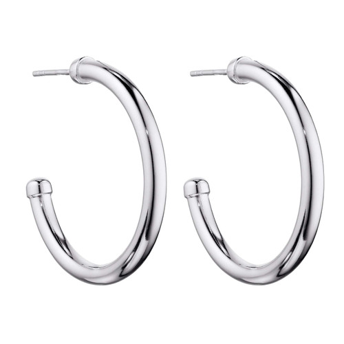 Sterling Silver Large Tube 3/4 Hoop Earrings 1