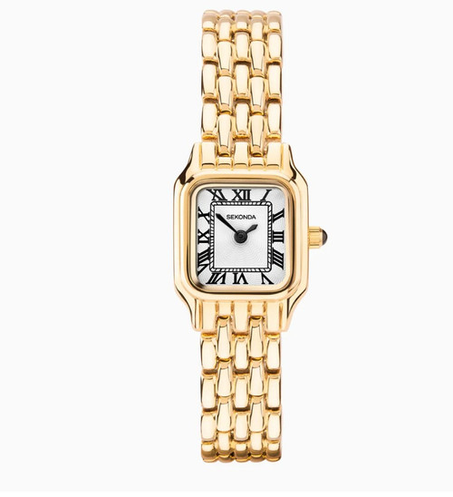 Sekonda Ladies Gold Plated Rectangular Dial Bracelet Watch 1