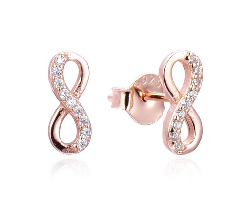 Kilkenny Silver Rose Gold Plated CZ Stud Earrings