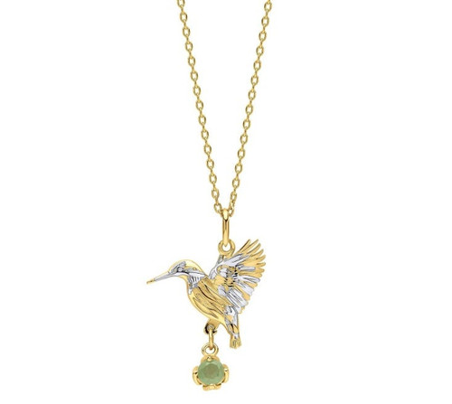 Laura Ashley Gold Plated Silver Llanelli Kingfisher Green Aventurine Stone Necklace 1 Laura Ashley Gold Plated Silver Llanelli Kingfisher Green Aventurine Stone Necklace 1