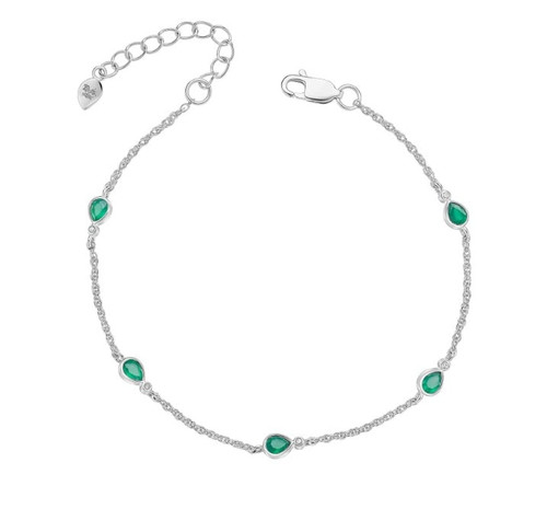 Laura Ashley Sterling Silver Green Chalcedony Stone Thornage Flower Bracelet 1 Laura Ashley Sterling Silver Green Chalcedony Stone Thornage Flower Bracelet 1