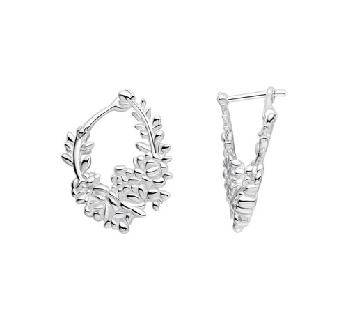 Laura Ashley Silver Cathedine Floral Hoop Earrings 1
