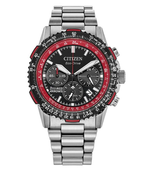 Citizen Gents Stainless Steel Chronograph Red Arrows Navihawk Bracelet Watch 1