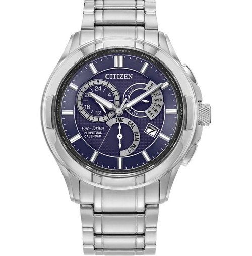 Citizen Gents Stainless Steel Multidial Eco-drive Perpetual Calendar Bracelet Watch 1