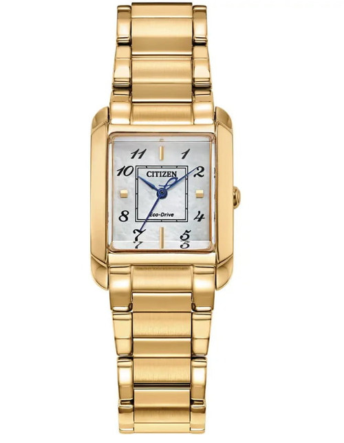 Citizen Ladies Gold Plated L Bianca Eco-Drive Square Dial Bracelet Watch 1
