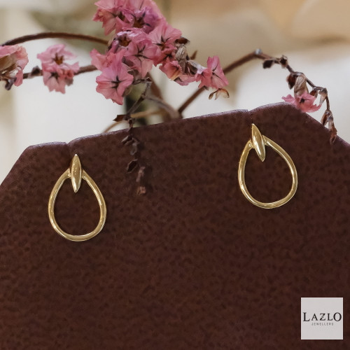 Amore 9kt Yellow Gold Open Teardrop Stud Earrings