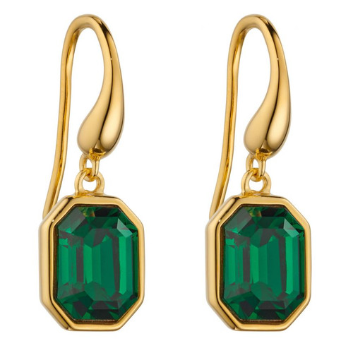 sterling silver & gold plated emerald crystal earrings