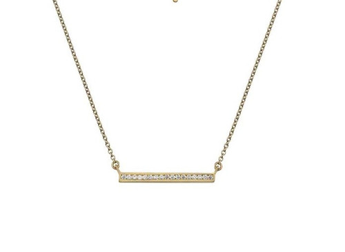 9kt Yellow Gold CZ Bar Necklace