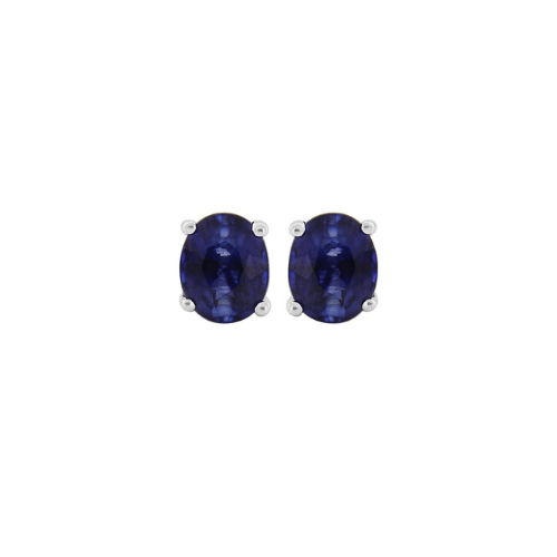 9kt White Gold Natural Sapphire Oval Stud Earrings