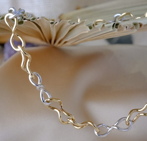 9kt Yellow & White Gold Large Twist Link Necklet 1