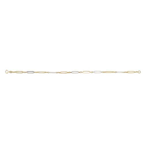 9kt Two Tone Elongated Link Bracelet 1
