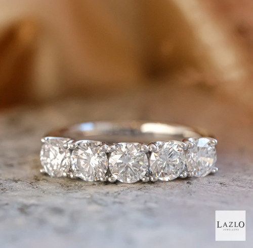 Platinum 1.77ct Laboratory Diamond Five Stone Round Brilliant Cut Engagement Ring 1