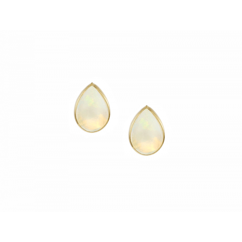 9kt Yellow Gold Teardrop Shape Rubover Opal Earrings