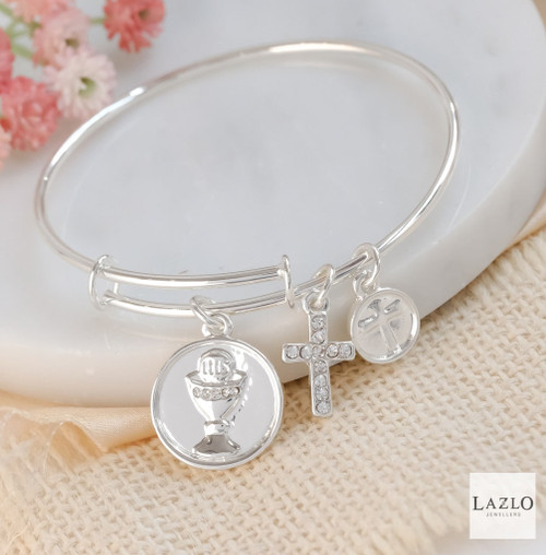 Silver Plated Communion Chalice & Cross Bangle 1