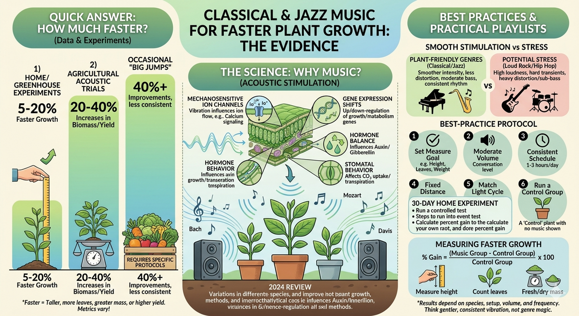 Classical & Jazz Music for Faster Plant Growth: Evidence
