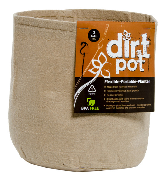 Hydrofarm Dirt Pot Tan 3 Gallon 25/pk 150/cs HGDBT3