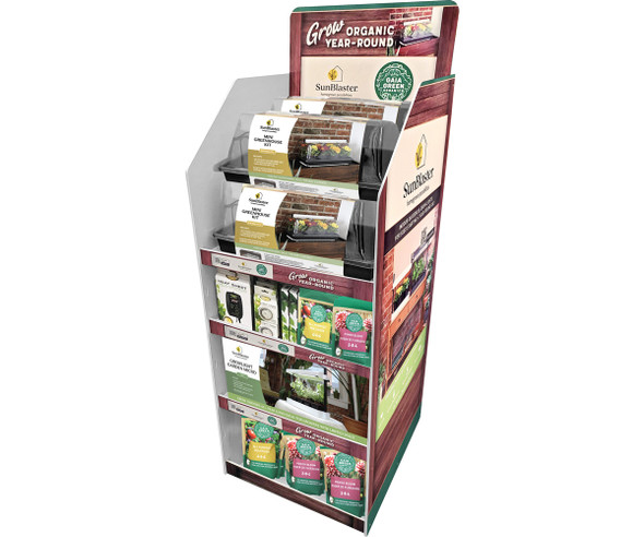 Gaia Green Organics and Sunblaster POS Displayer with Product