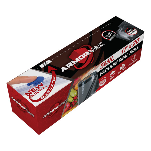ArmorVac 11" x 20' 5mil Vacuum Seal Bags Black & Clear w/