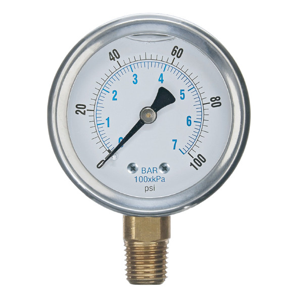 GROW1 Liquid Filled Pressure Gauge 0-100PSI