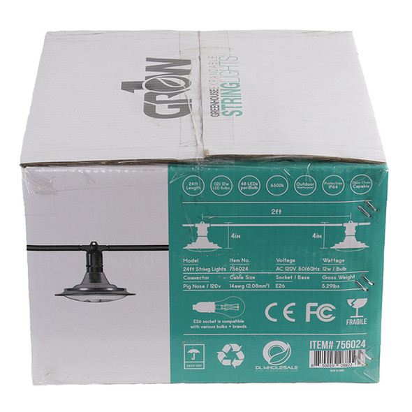 24' Greenhouse Expandable String Lights 14AWG w/ 12W LED