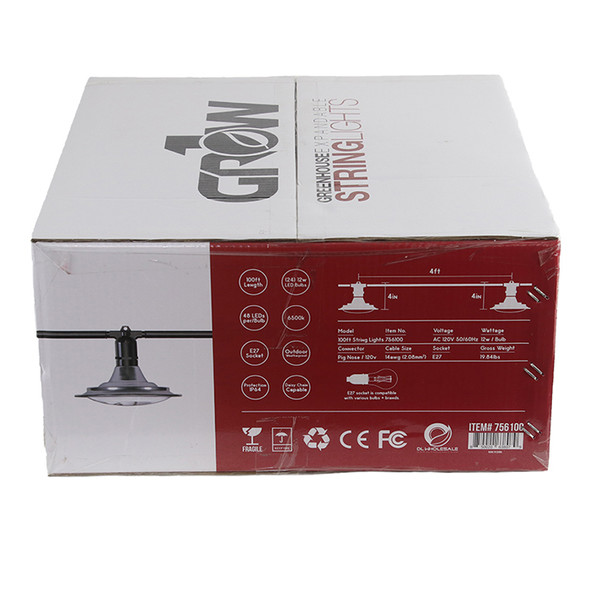 100' Greenhouse Expandable String Lights 14AWG w/ 12W LED