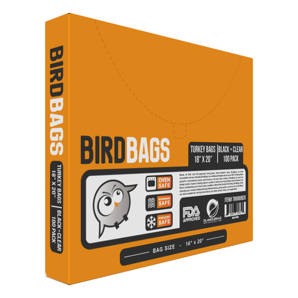 Bird Bags 3 Gallon Turkey Bags Black & Clear 18" x 20" (100