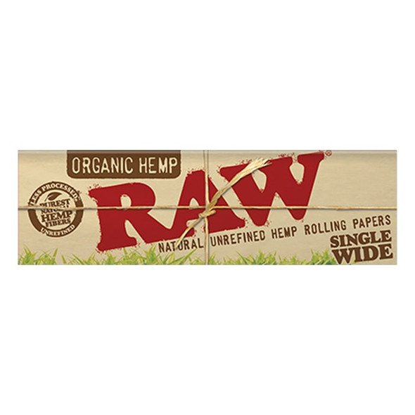 RAW Organic Hemp Papers Single Wide 50 Leaves/Pack - Box of