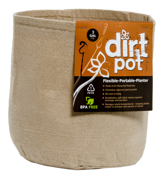Hydrofarm Dirt Pot Tan 3 Gallon 25/pk 150/cs HGDBT3