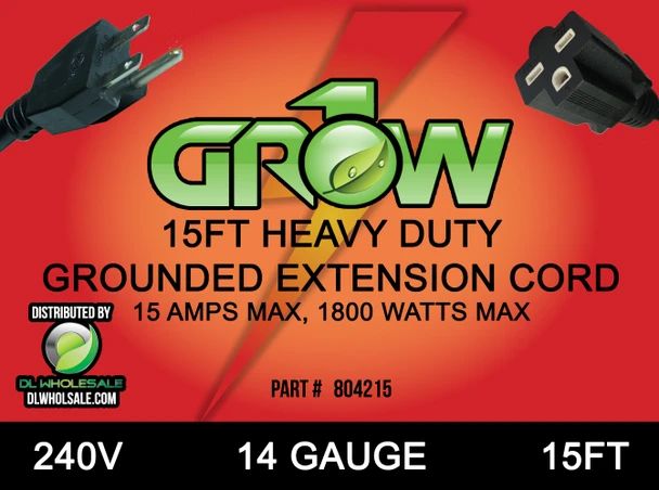 Grow1 240V Extension Cord 14 Gauge 15