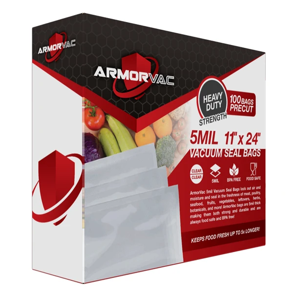 ArmorVac 11”x24” 5mil Precut Vacuum Seal Bags All Clear